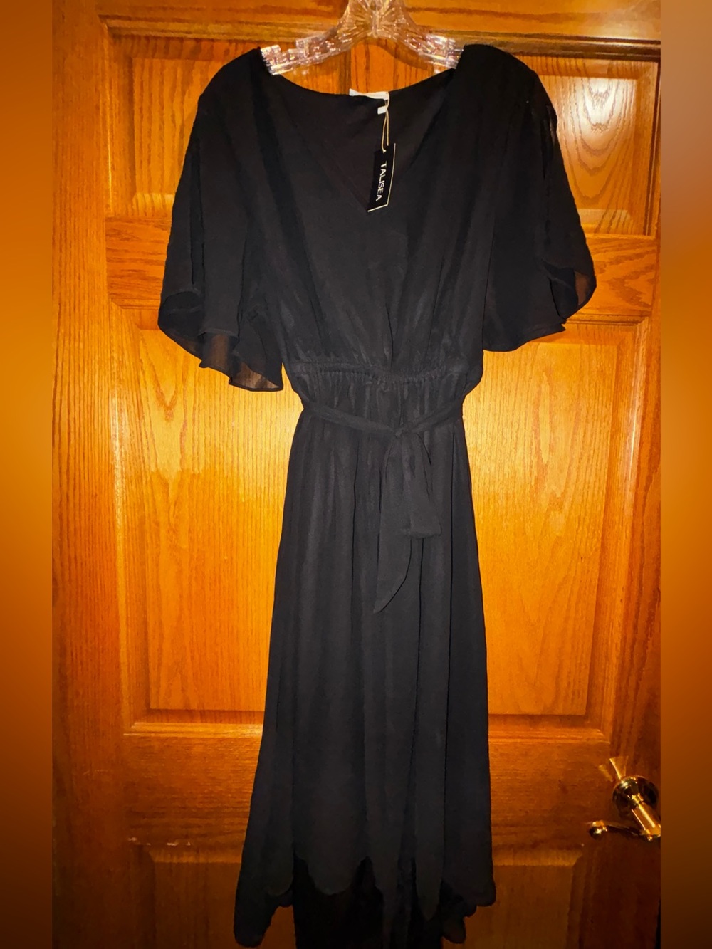 Versatile Black Maxi Dress with Tie Waist